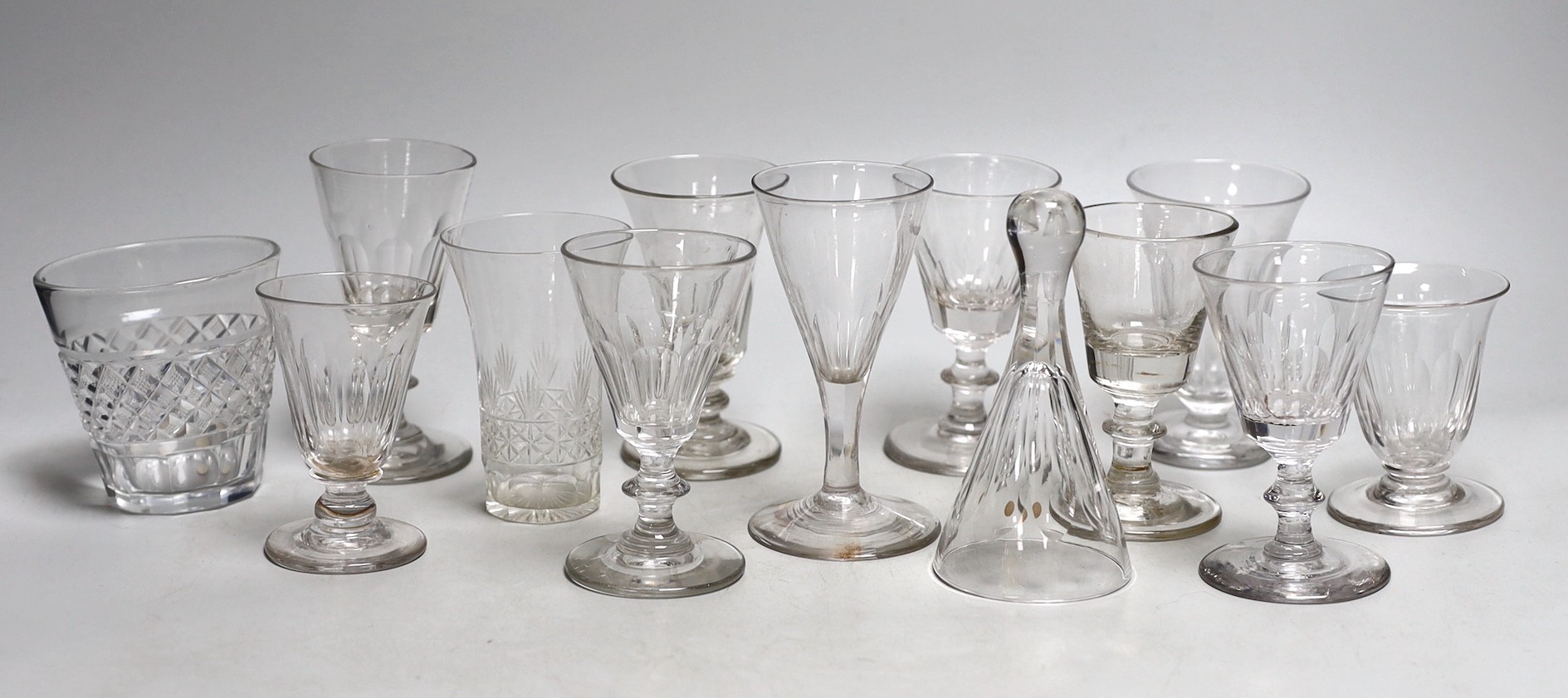A group of late Georgian to early 20th century panelled or cut drinking glasses (13)